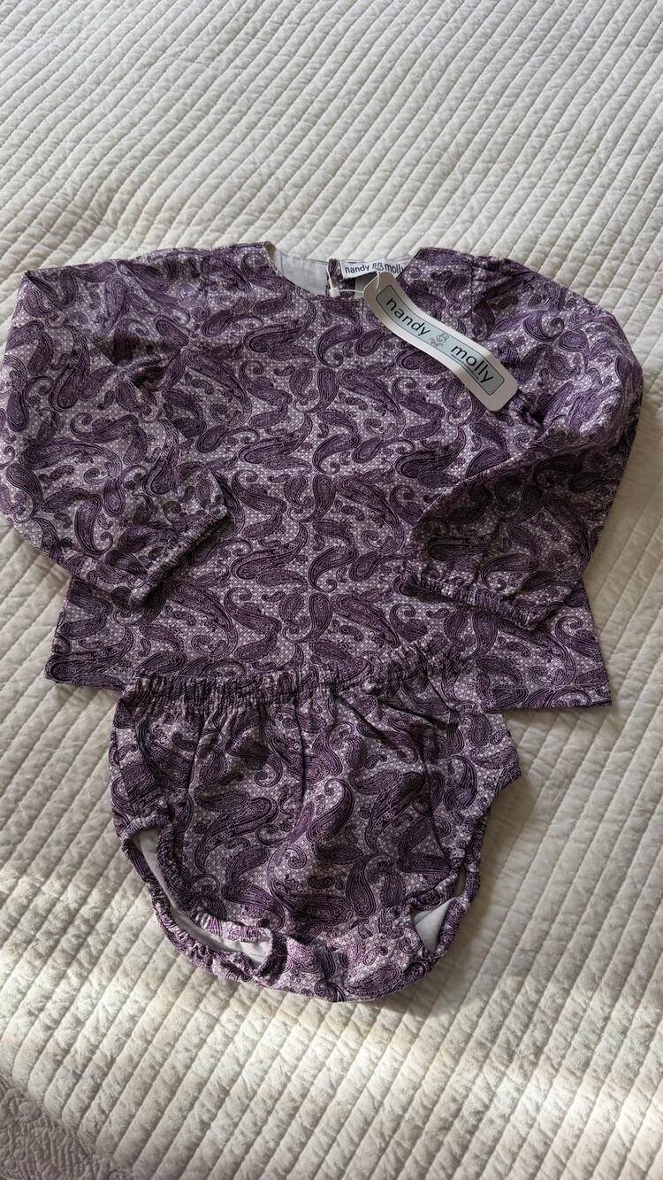 Nandy & Molly Baby Purple Paisley 2-Piece Top & Bloomers Set NWT 0-3 m
